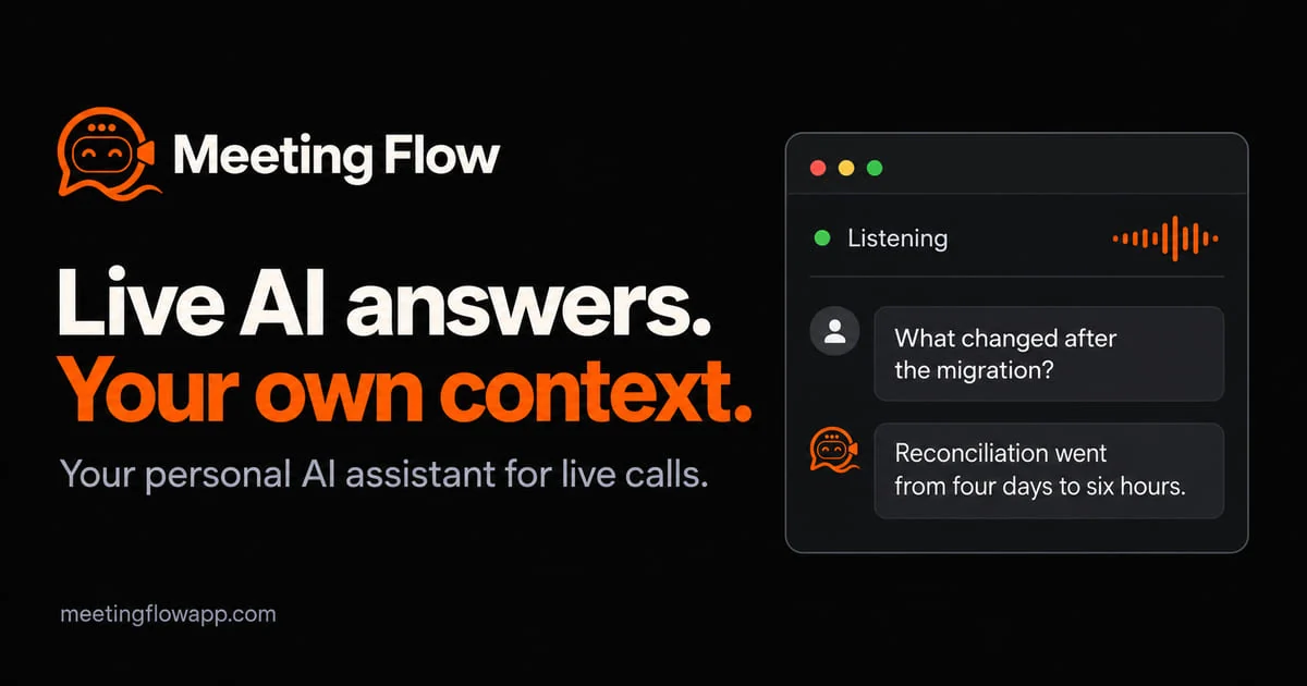 Meeting Flow listening to a call and suggesting a live answer