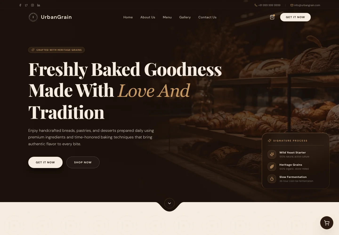 UrbanGrain website homepage design