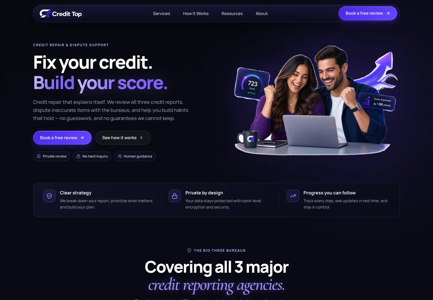 Credit Top website homepage design