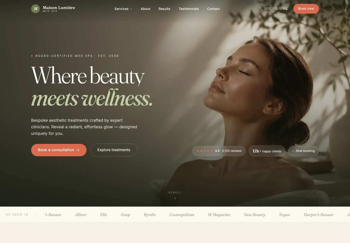 Maison Lumière website homepage design